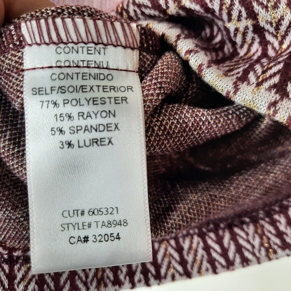 Anthropology Franco Large Burgundy & Creme Top - Picture 7 of 8
